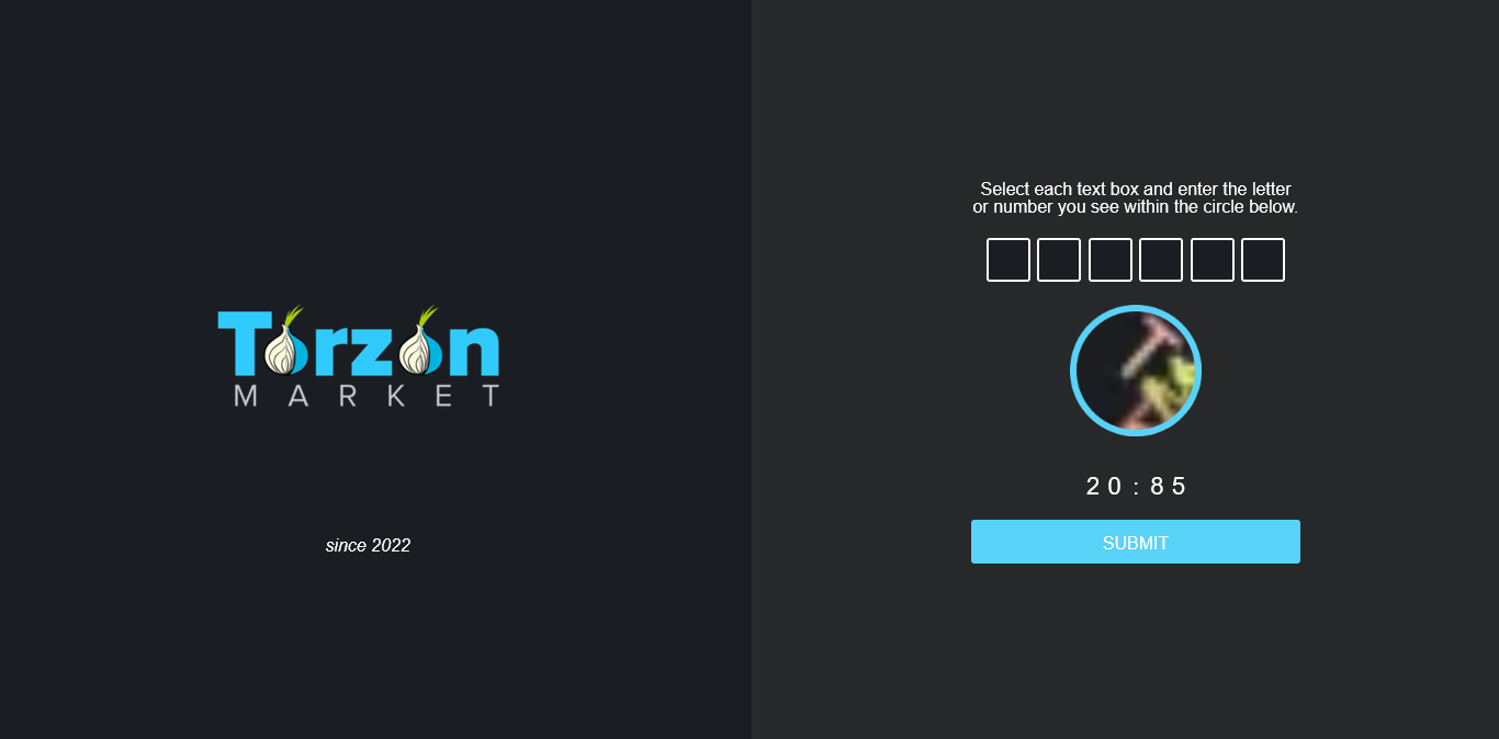 Torzon Market torz-captcha captcha — compare captcha design to prevent phishing clones